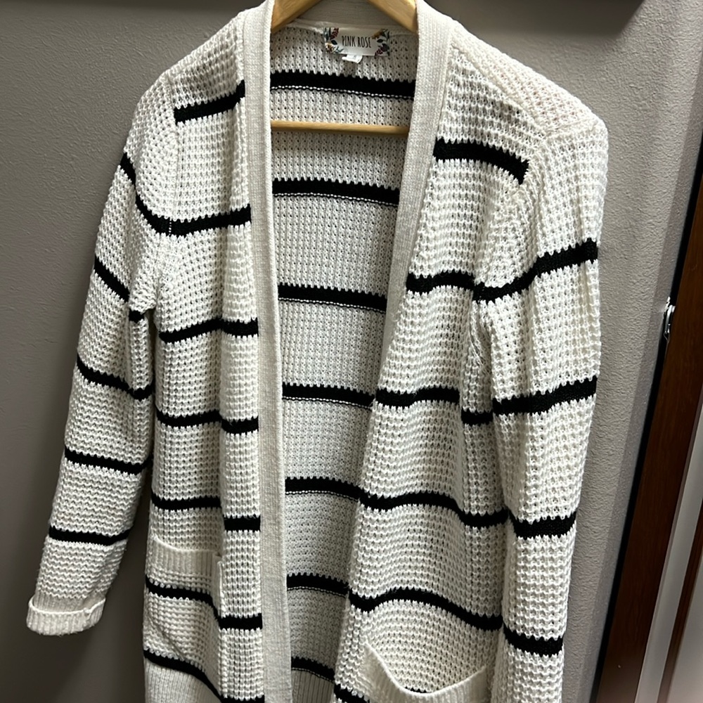 Pink rose waffle cardigan